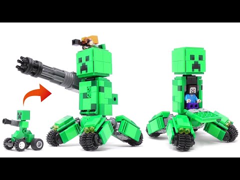 Excessively Upgrading My Son's Creeper Tank [LEGO Minecraft - Detailed Build]