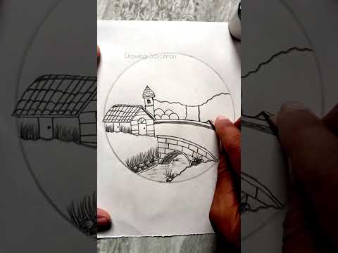 Mountain Breezer waterfall nature drawing with pencil #drawing #art #shorts #drawingsayantan #sketch
