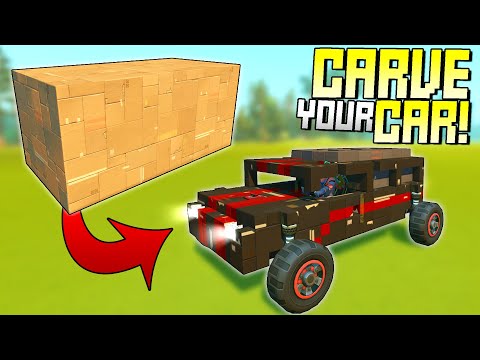 We Carved Our Cars From A Cardboard Block And Raced Them! - Scrap Mechanic Multiplayer Monday