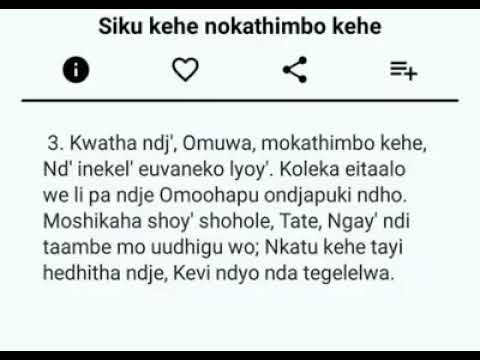 siku kehe nokathimbo kehe.