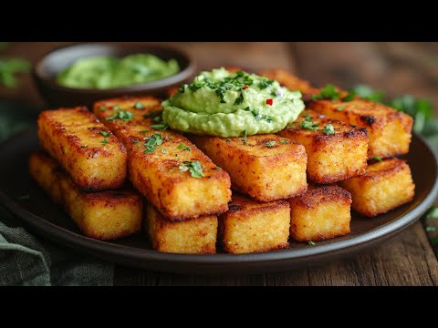 Crispy polenta with avocado dip – healthy, vegan & ready in 30 minutes!