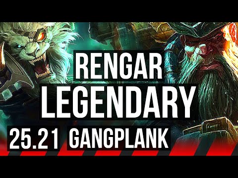 RENGAR vs GANGPLANK (TOP) | Penta, 11 solo kills, Legendary | KR Master | 25.21