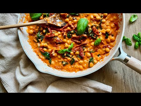 One Pot Tuscan Chickpea Dish Creamy and Easy to Make (Vegan Tuscan Chicken)
