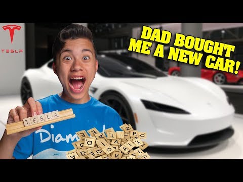 I'LL BUY WHATEVER YOU CAN SPELL CHALLENGE!!! Dad Bought Me a New Tesla! Video