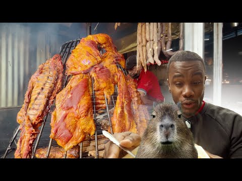 Colombian Street Food GIANT Rodent Capybara & Blood Sausages