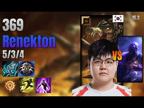 369 Top Renekton vs Ryze lol KR solo rank Full Game 15.3 | 369 레넥톤 vs 라이즈
