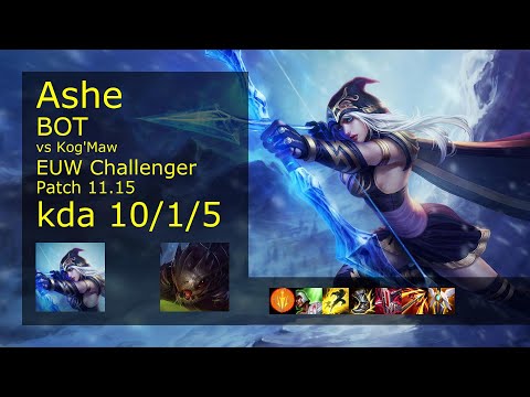 Ashe ADC vs Kog'Maw - EUW Challenger 10/1/5 Patch 11.15 Gameplay