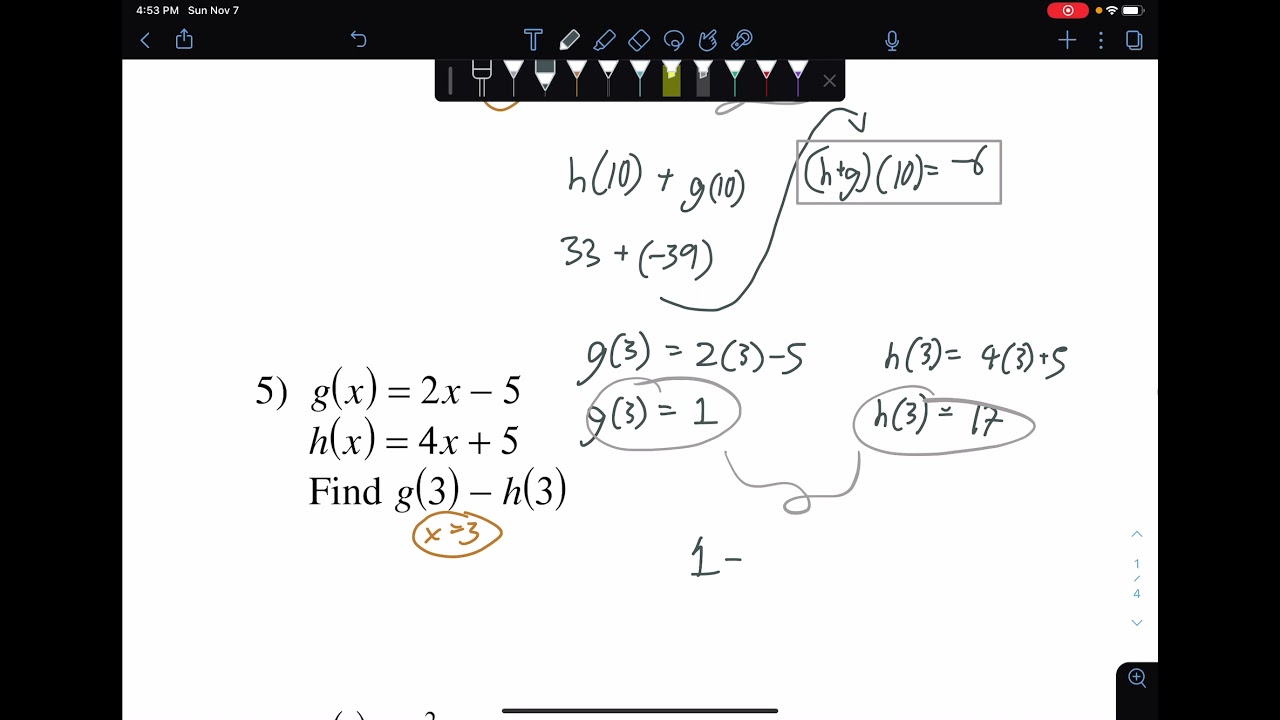 Function Operations- Kuta Software Worksheet Walkthrough