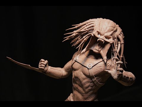 Sculpting Predator (1:6 scale) in Monster clay.