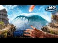 360° Parkour Chase - Tsunami Wave Hits Seaside Town VR 360 Video 4k ultra hd