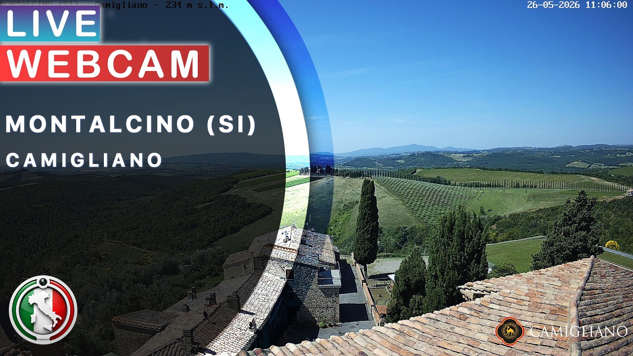 Live webcam view of Camigliano Panorama over Montalcino