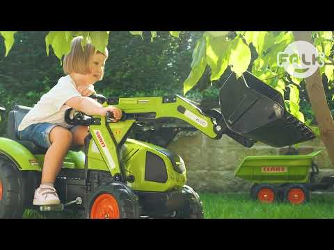 Трактор с педалями с ковшом и прицепом FALK FALK CLAAS AVEC Green