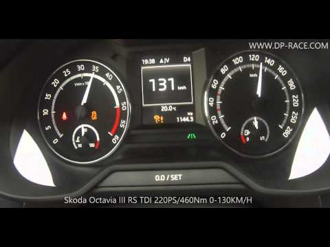 Acceleration 0-130KM/H Skoda Octavia III RS TDI 184PS to 220PS by DIESELPOWER www.dp-race.com