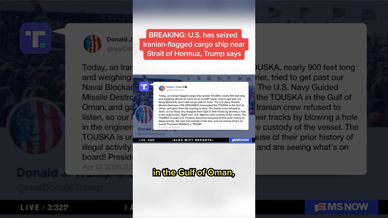 BREAKING: U.S. has seized Iranian-flagged cargo ship near Strait of Hormuz, Trump says