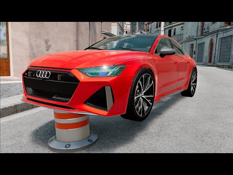 Cars vs Bollards - BeamNG.drive 4K Gameplay / MASSIVE Car Crashes