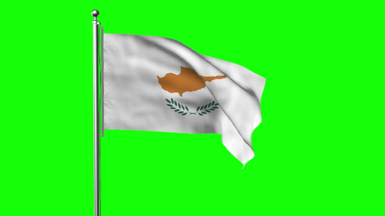 Green screen Footage | Cyprus Waving Flag Green Screen Animation | Royalty-Free