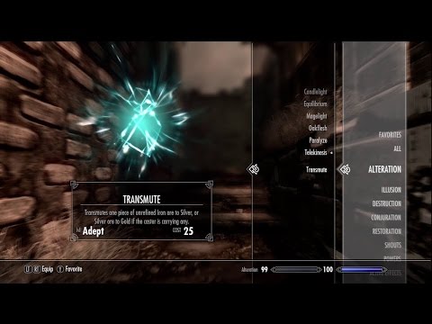 Skyrim: How to get TRANSMUTE - Turn Iron into gold! At Level 1!