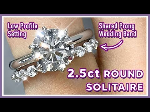 Minimalist Ring 2.50ct Lab Grown Round Diamond Solitaire  | 2.10mm Platinum