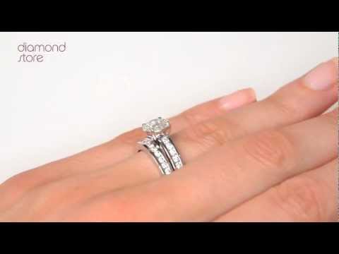 DN3223 - 2ct Look Galileo Set Diamond 1.46ct 18K White Gold 2 Ring Bridal Set