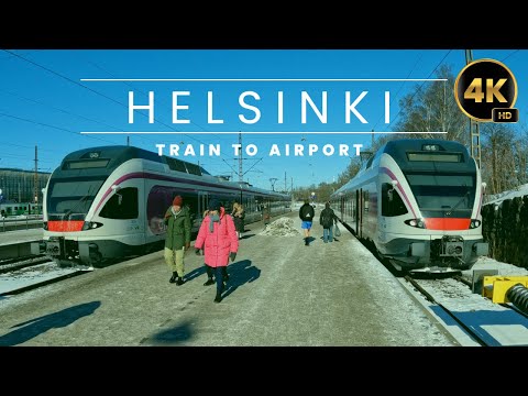Trem suburbano de Helsinque - Estação de Helsinque para o aeroporto, Finlândia 🇫🇮- 4K-HDR (12min)@hslhrt