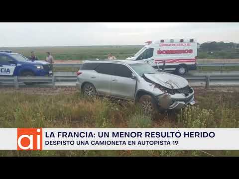 Menor herido en un accidente cerca de La Francia, sobre Autopista 19