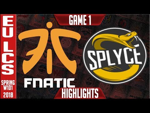 FNC vs SPY Highlights | EU LCS Spring 2018 W1D1 | Fnatic vs Splyce