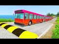 Long Bus City Bus And School Bus Vs Massive Speed Bumps BeamNG Drive