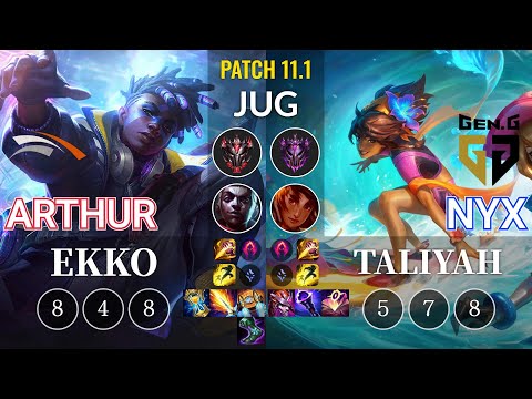 HLE Arthur Ekko vs GEN.A Nyx Taliyah Jungle - KR Patch 11.1