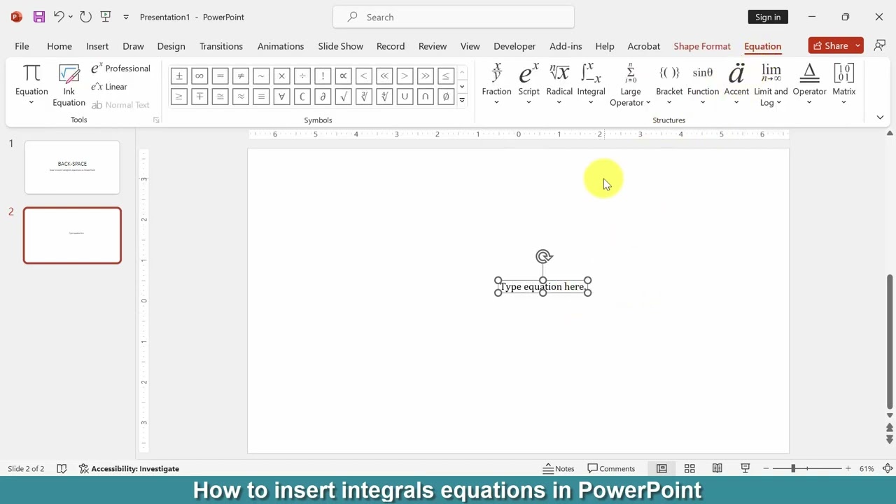How to insert integrals equations in PowerPoint