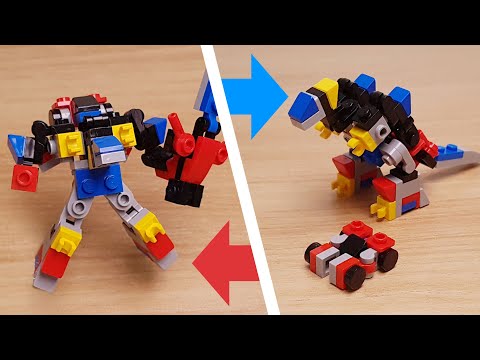 Mini LEGO brick Car & Dino combiner robot Rex-King! #LEGO #MOC #レゴ #レゴ変形ロボ #レゴ作り方 #레고변신로봇