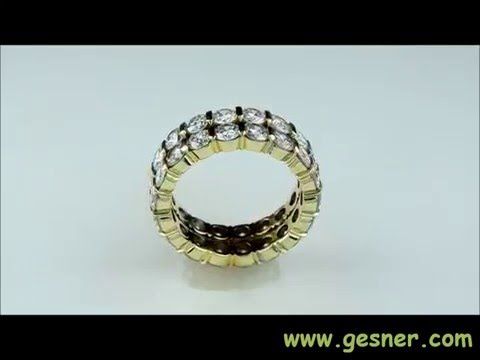 Yellow Gold Estate 5.00ct. T.W. Diamond Double Row Wedding Band - J35272