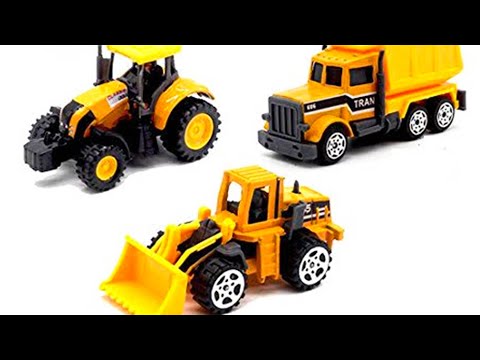 Compilation of excavator dump truck and tractor playing in the sand - Toy car story