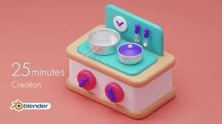 【blender3.0】キッチンのイラストを超簡単モデリング!