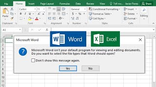 how to make Microsoft excel/word as a default program