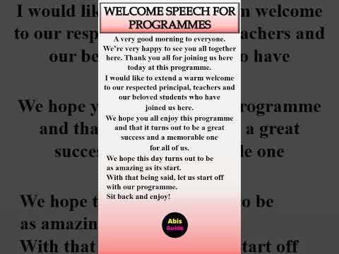 Welcome speech in English | Welcome speech | School College welcome speech | Welcome party Speech