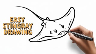 How To Draw A Stingray Step By Step Easy For Kids | Sea Animal Drawing
