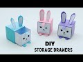 DIY MINI PAPER  DRAWERS / PAPER CRAFT/ SMALL ORIGAMI STORAGE BOX DIY / DESK ORGANIZER DRAWER