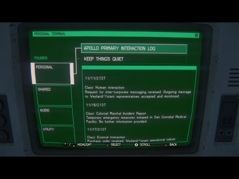 Alien: Isolation pt23 Contacting Apollo torch upgrade bolt gun game glitch