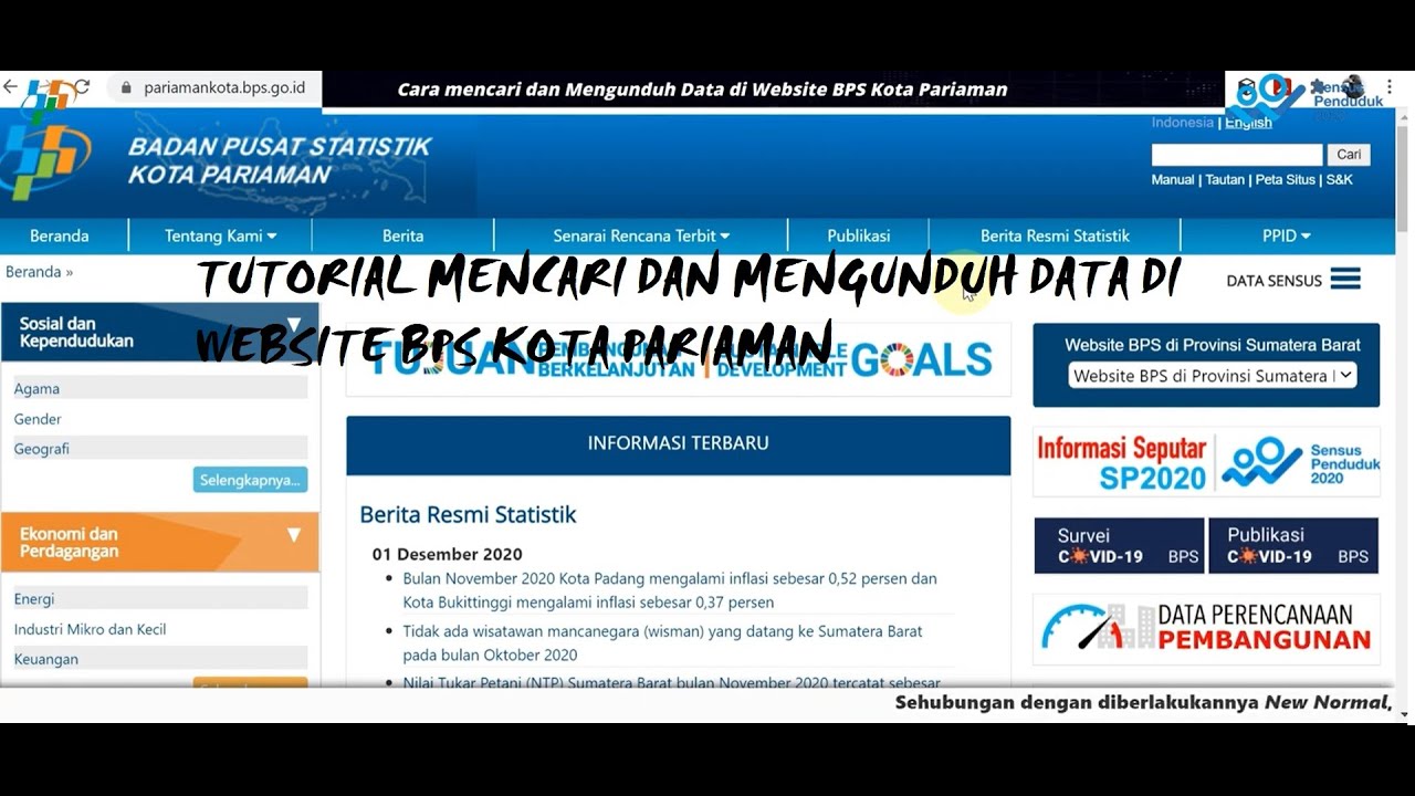 Tutorial Mencari dan Mengunduh Data di Website BPS Kota Pariaman