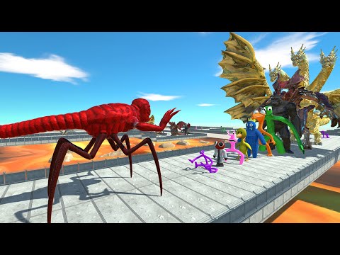 Titanus Red vs Rainbow Friends LAVA DEATH RUN - Animal Revolt Battle Simulator