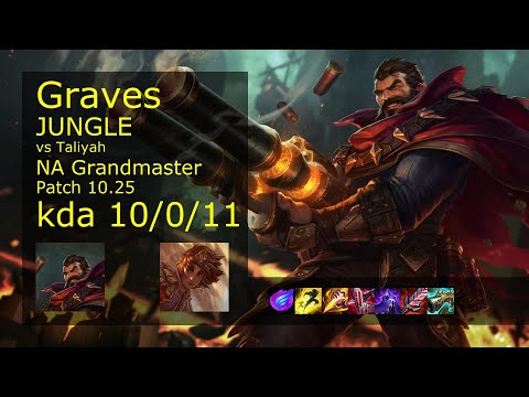 Graves Jungle vs Taliyah - NA Grandmaster 10/0/11 Patch 10.25 Gameplay