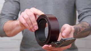 Ремінь чоловічий з автоматичною пряжкою 20305 Vintage коричневий