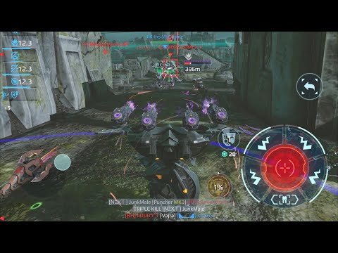 Puncher Behemoth tries to fight back a partial [RH] squad in Dead City — War Robots