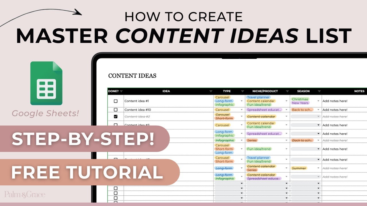 How To Create A Content Planning Spreadsheet - FREE Google Sheets Tutorial (Step-By-Step)