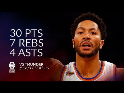 Derrick Rose 30 pts 7 rebs 4 asts vs Thunder 16/17 season
