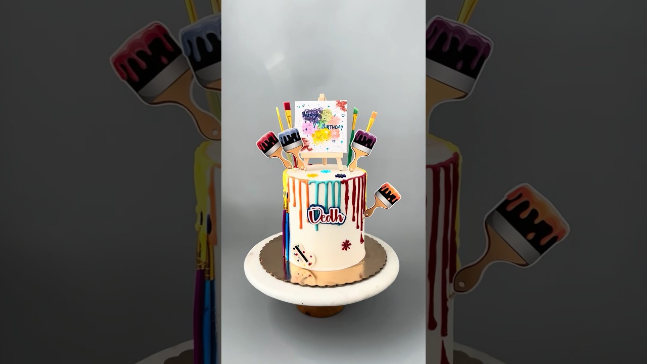 Paint Party Cake #edibleperfections #customcakes #customcaketoppers #edibleimages