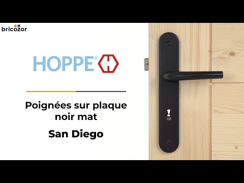 Poignées de porte sur plaques - EA 195 mm - noir mat - San Diego HOPPE