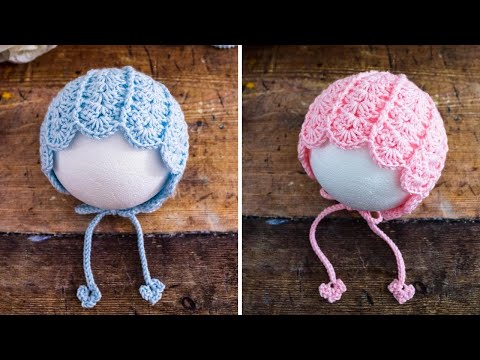 💝 Easy Crochet Baby Bonnet 🤗 (Step by Step Tutorial for this Sweet Shell Stitch Hat!)