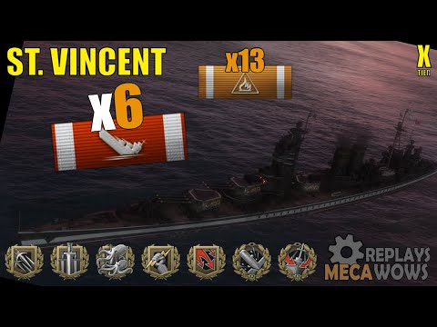Battleship St. Vincent 6 Kills & 217k Damage | World of Warships Gameplay