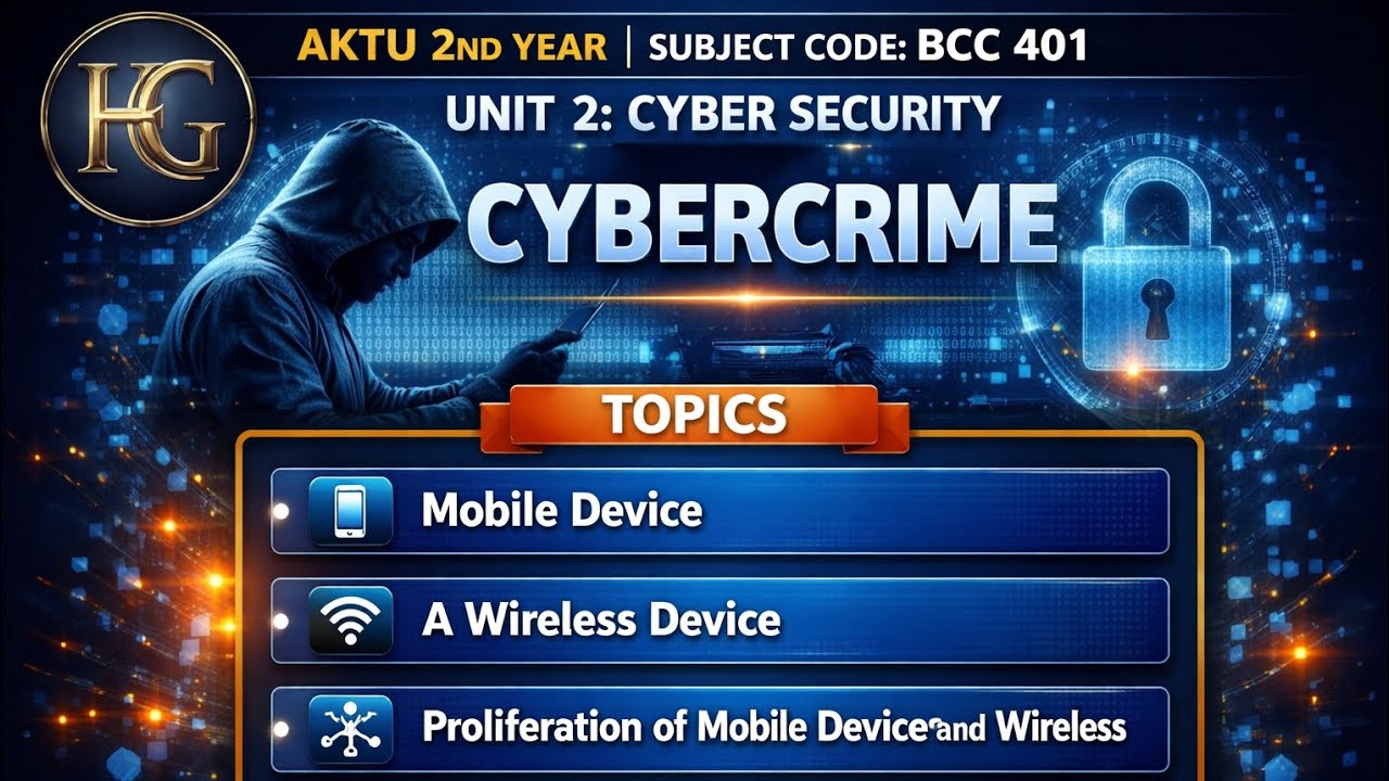 Unit 2 | lecture 1|AKTU 2nd Year BCC 401 |  Cyber Security – Cybercrime (Mobile & Wireless Devices)